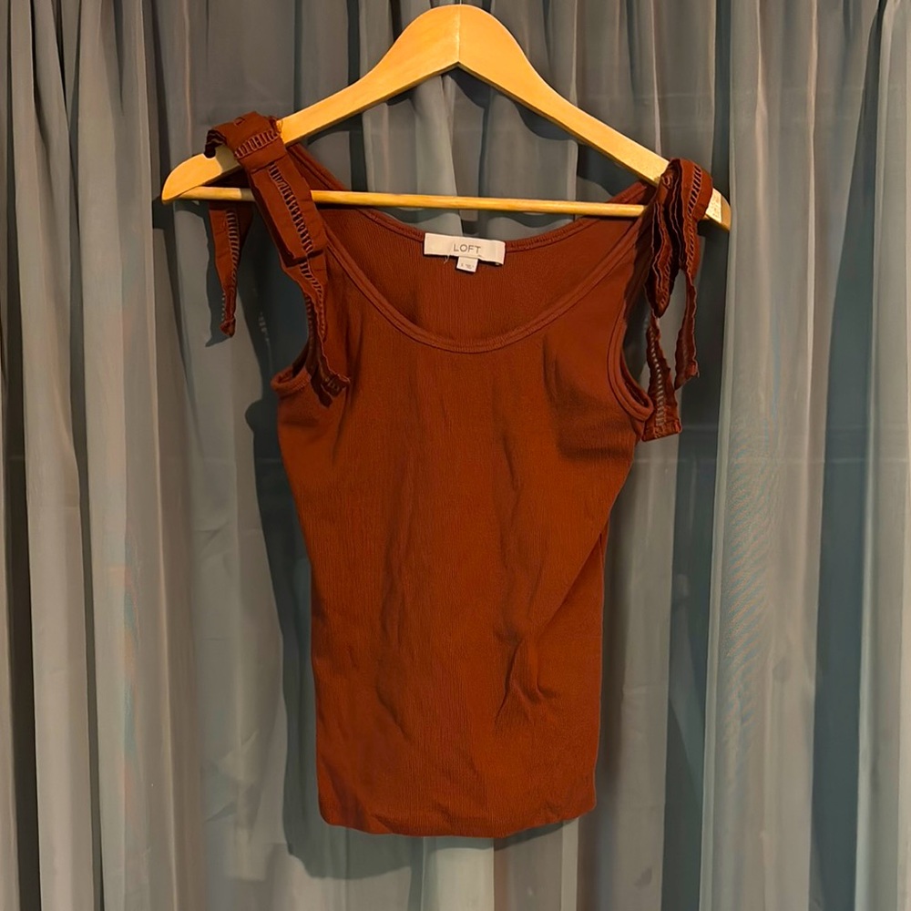 LOFT Fitted Bow Sleeve Ribbed Tank Top